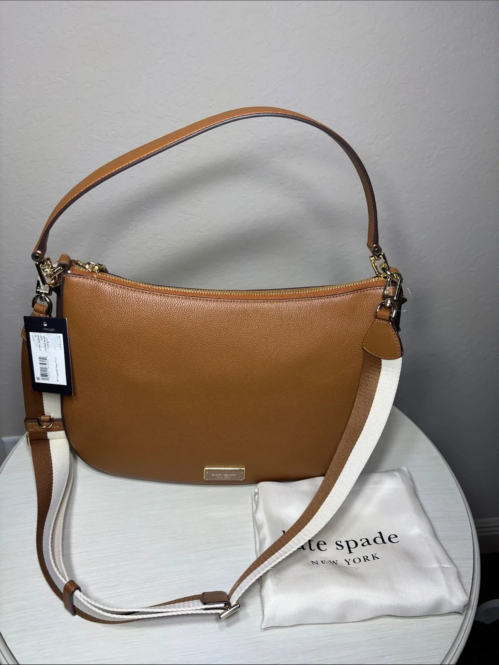 Kate Spade Liv Large Hobo Bag Pebbled Leather Cavern Clay Crossbody KL677 NWT